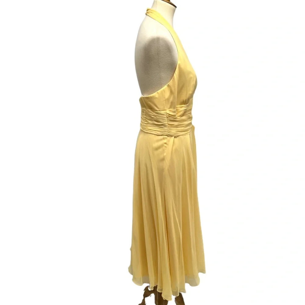 Maggy London Yellow Silk Halter Fit & Flare Dress_4
